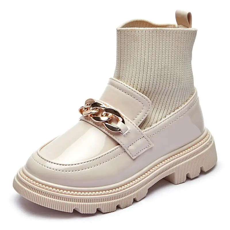 Girls Leather Boots Metal Chains Flying Woven Stitching Princess Boots Kids Leather Soft Sole Boots Children Socks Boots Fashion 5 Girls Leather Boots Metal Chains Flying Woven Stitching Princess Boots Kids Leather Soft Sole Boots Children Socks Boots Fashion 5
