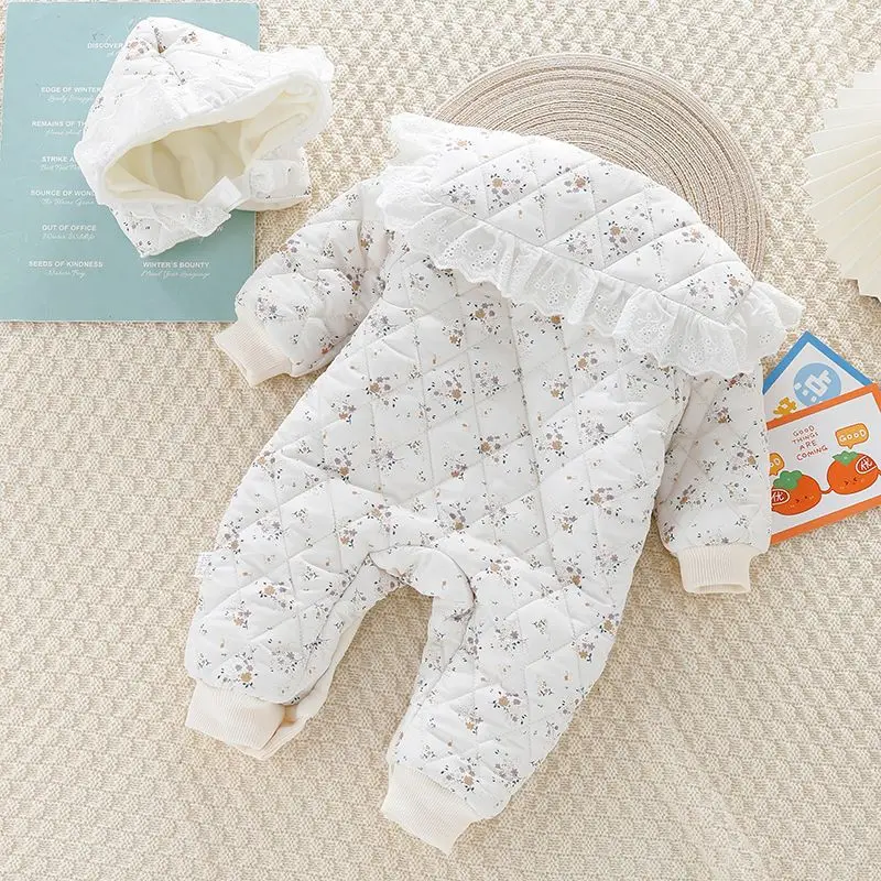 2024 Fall & Winter Baby Clothes 0-2 Y Sweet Toddler Girls Floral Fur Lining Rompers Infant Newborn Warm Jumpsuit with Hat 2 2024 Fall & Winter Baby Clothes 0-2 Y Sweet Toddler Girls Floral Fur Lining Rompers Infant Newborn Warm Jumpsuit with Hat 2