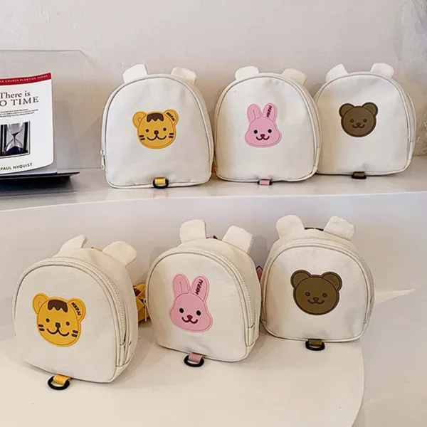 Korean Kids Backpack Round Kawaii Children's Handbags for Girl Kindergarten Boy Schoolbag Cartoon Bear Bunny Toddler Bag 4