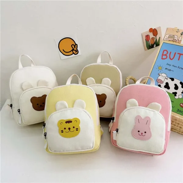 Korean Canvas Kids Backpack Kawaii Children's Handbags for Girl Kindergarten Boy Schoolbag Cartoon Bear Bunny Toddler Bag 2023 2