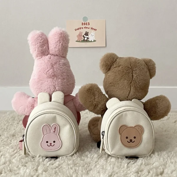Korean Kids Backpack Round Kawaii Children's Handbags for Girl Kindergarten Boy Schoolbag Cartoon Bear Bunny Toddler Bag 2