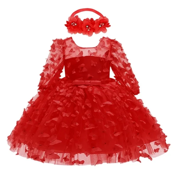 3 6 9 12 18 24 Months Newborn Dress Flowers Mesh Fashion Party Little Princess Baby Dress Christmas Birthday Gift Kids Clothes 5