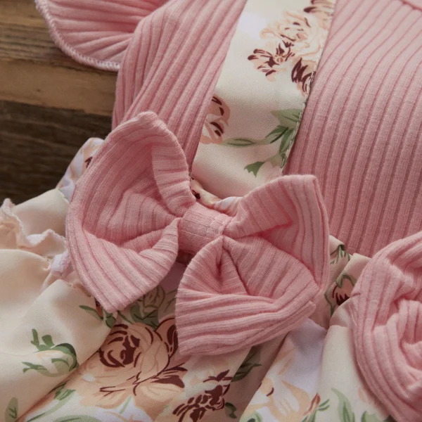 ma&baby 0-18M Baby Girl Romper Newborn Infant Jumpsuit Summer Floral Bow Ruffle Clothes Headband Outfits 5