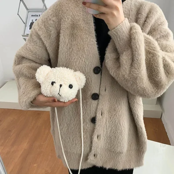 Children Kids Cute Bear Plush Shoulder Bag Cartoon Messenger Bags kawaii Plush Purses little Boys Girls Stuffed Animals Backpack 5