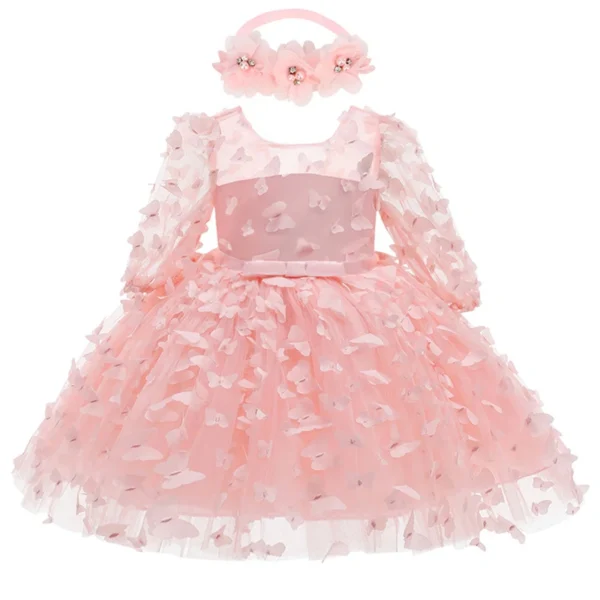 3 6 9 12 18 24 Months Newborn Dress Flowers Mesh Fashion Party Little Princess Baby Dress Christmas Birthday Gift Kids Clothes 3