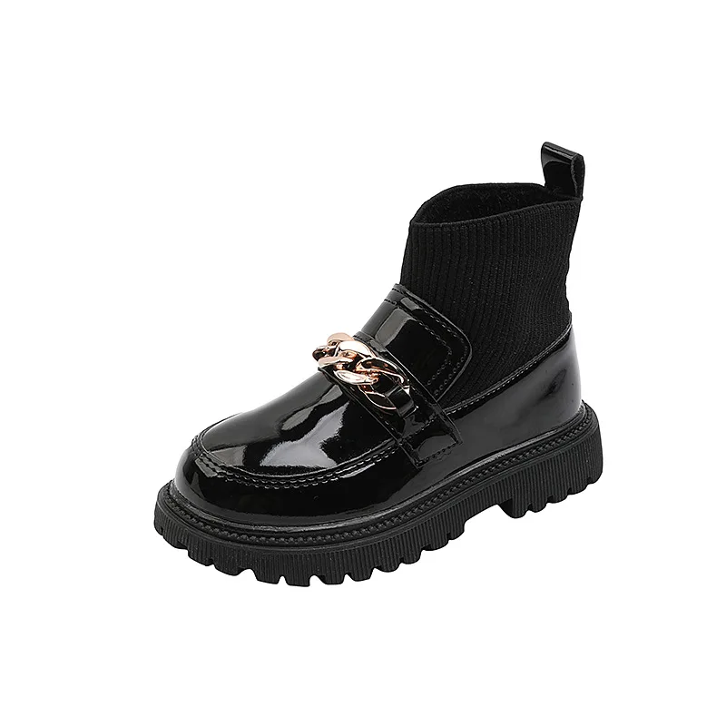 Girls Leather Boots Metal Chains Flying Woven Stitching Princess Boots Kids Leather Soft Sole Boots Children Socks Boots Fashion 6 Girls Leather Boots Metal Chains Flying Woven Stitching Princess Boots Kids Leather Soft Sole Boots Children Socks Boots Fashion 6