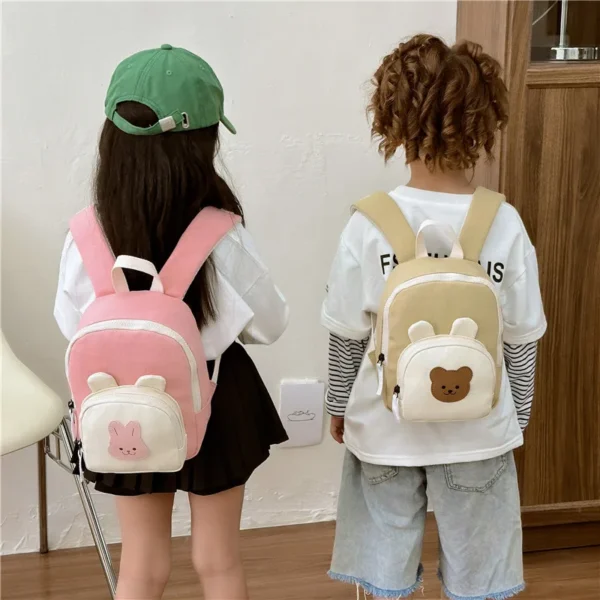 Korean Canvas Kids Backpack Kawaii Children's Handbags for Girl Kindergarten Boy Schoolbag Cartoon Bear Bunny Toddler Bag 2023 4