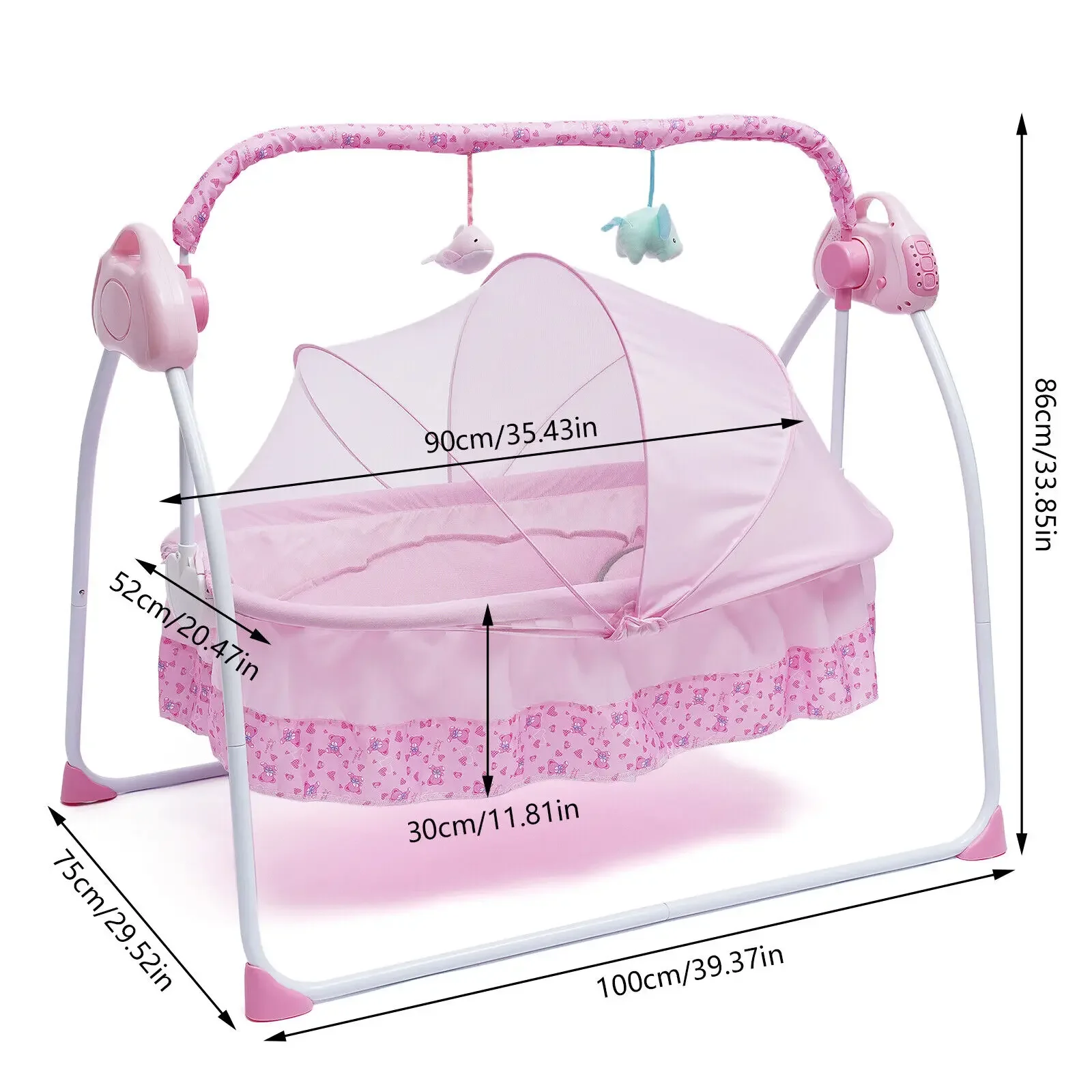 Electric Baby Crib Cradle Infant Bed Sleeping Auto-Swing Rocking Chair Bassinet For Babies 0-18 Months Pink 5 Electric Baby Crib Cradle Infant Bed Sleeping Auto-Swing Rocking Chair Bassinet For Babies 0-18 Months Pink 5