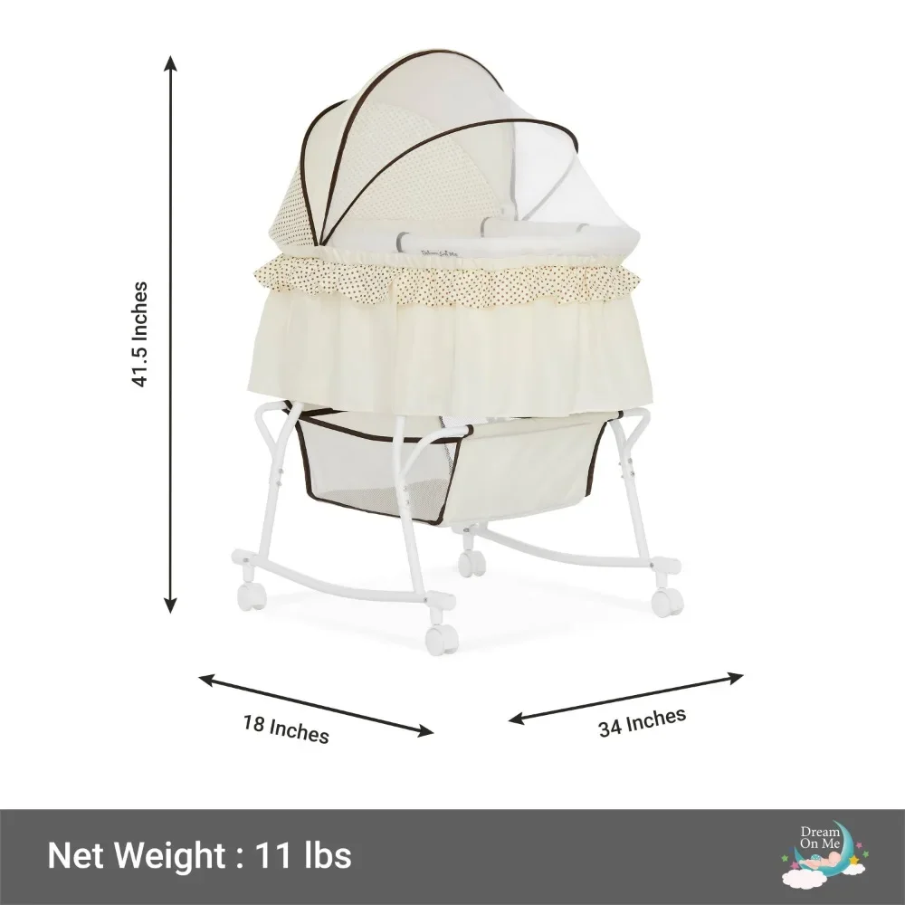 Dream on Me Lacy Portable 2-in-1 Bassinet & Cradle in Cream, Lightweight Baby Bassinet 6 Dream on Me Lacy Portable 2-in-1 Bassinet & Cradle in Cream, Lightweight Baby Bassinet 6