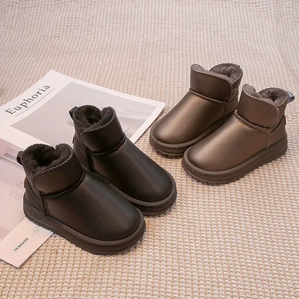 Boys Girls Winter Boots Kids Snow Boots Ankle Slip-on Fashion Classic Warm Thick Plush Cotton Children Rubber Boots 26-37 Soft 2