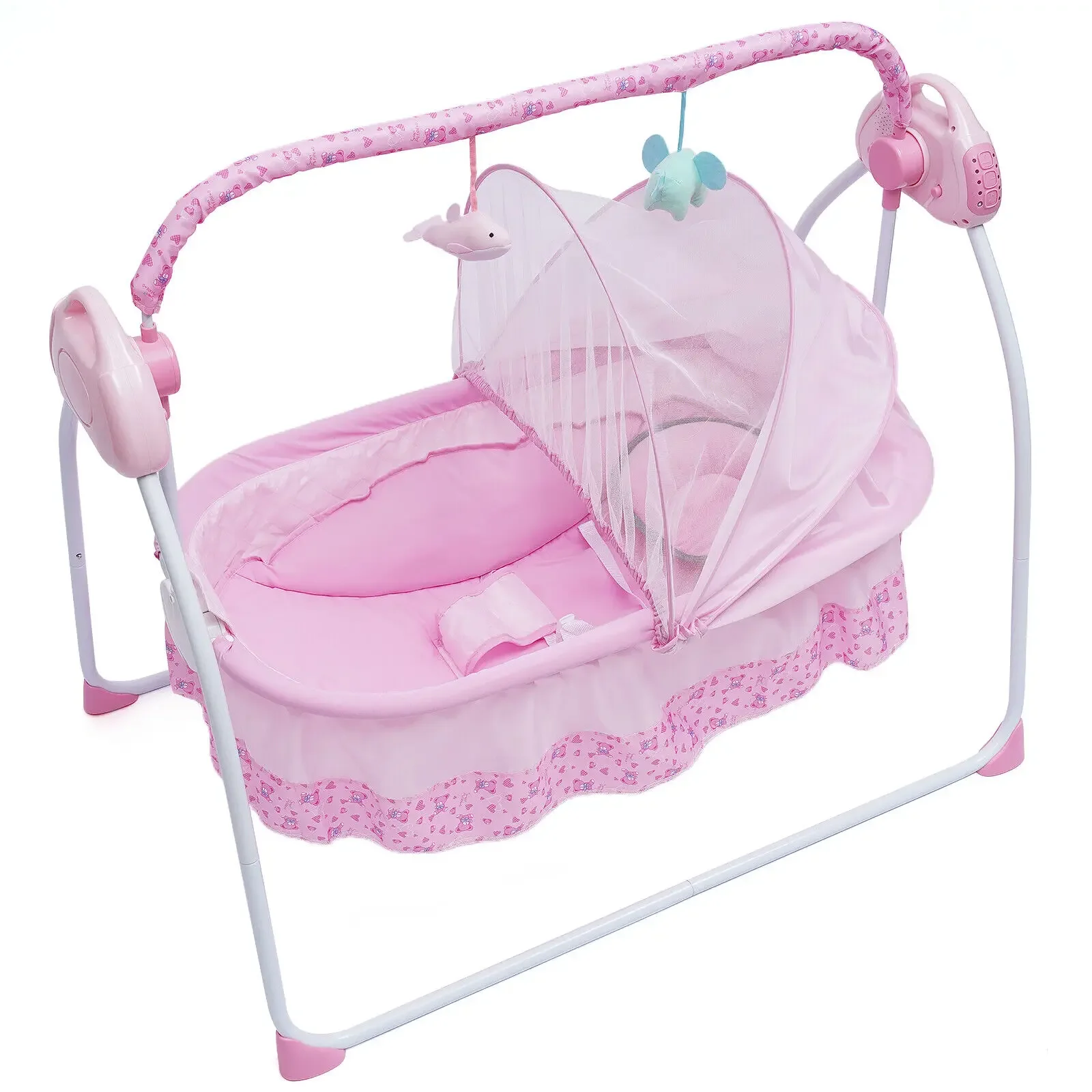 Electric Baby Crib Cradle Infant Bed Sleeping Auto-Swing Rocking Chair Bassinet For Babies 0-18 Months Pink 1 Electric Baby Crib Cradle Infant Bed Sleeping Auto-Swing Rocking Chair Bassinet For Babies 0-18 Months Pink 1