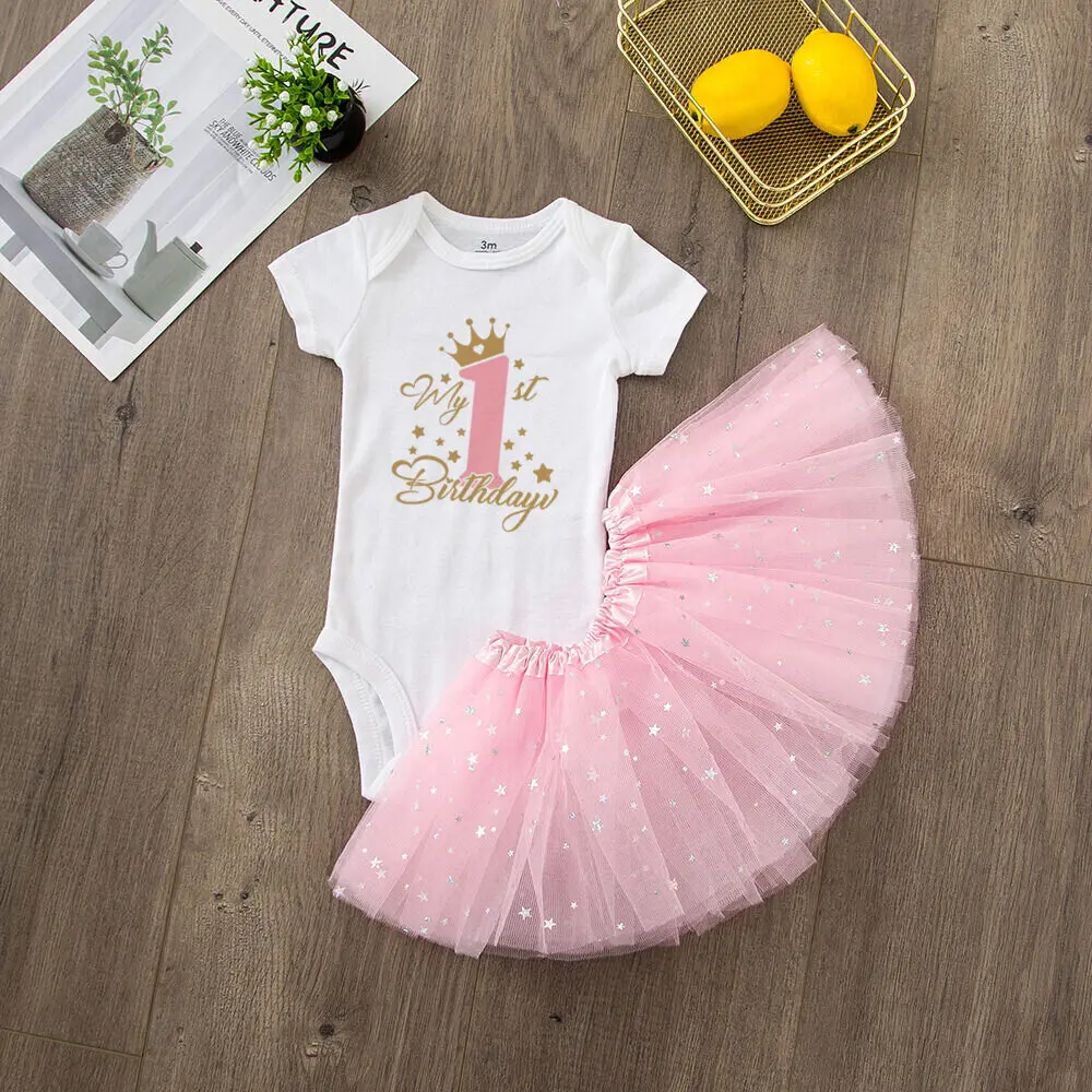 My 1st Birthday Baby Girl Birthday Dress + Bodysuit Set Pink Tutu Cake Dresses + Romper Outfits Girls Summer Clothes Jumpsuit 4 My 1st Birthday Baby Girl Birthday Dress + Bodysuit Set Pink Tutu Cake Dresses + Romper Outfits Girls Summer Clothes Jumpsuit 4